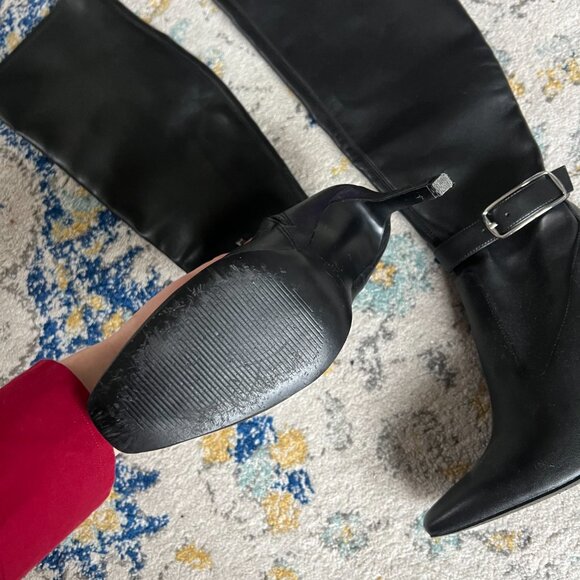 Over the Knee (faux) leather Marc Fisher black stiletto boots (size 7.5) - Picture 5 of 7